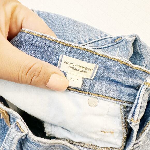 Madewell The Mid-Rise Perfect Vintage Jean Denim Raw Hem Size 24P - Picture 7 of 9